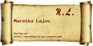 Maretka Lajos névjegykártya